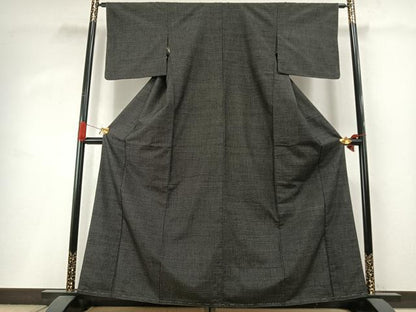 平和屋着物●結城紬　80亀甲　総詰め　黒地　正絹　逸品　未使用　AABI1705fy