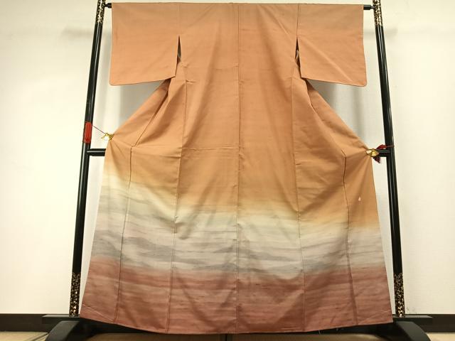 平和屋着物●石川県指定無形文化財　牛首紬　白山工房　手織り　訪問着　霞文　正絹　逸品　未使用　AABI1706fy