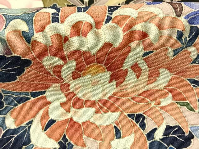 平和屋着物●本加賀友禅作家　寺西次作　黒留袖　草花文　正絹　逸品　AABI1708fy