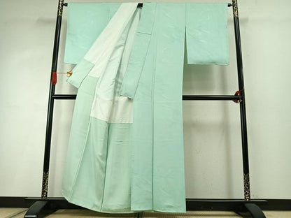 平和屋着物●上質な色無地　流水地紋　裏葉柳色　正絹　逸品　未使用　AABI1710fy