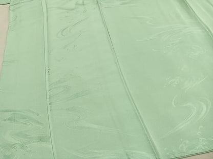 平和屋着物●上質な色無地　流水地紋　裏葉柳色　正絹　逸品　未使用　AABI1710fy