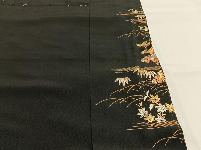 平和屋着物●金彩友禅　卓越技能者・名工・和田光正　黒留袖　松竹梅　風景花文　金銀彩　仮絵羽　正絹　逸品　未使用　AABI1711fy