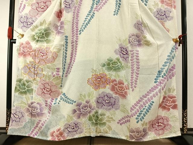 平和屋着物●豪華振袖　駒刺繍　絞り　草花文　金彩　正絹　逸品　AABI1712fy