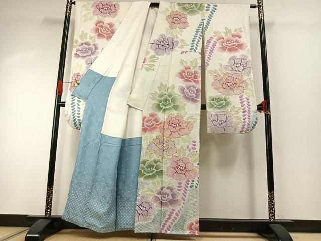 平和屋着物●豪華振袖　駒刺繍　絞り　草花文　金彩　正絹　逸品　AABI1712fy