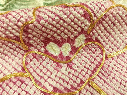 平和屋着物●豪華振袖　駒刺繍　絞り　草花文　金彩　正絹　逸品　AABI1712fy
