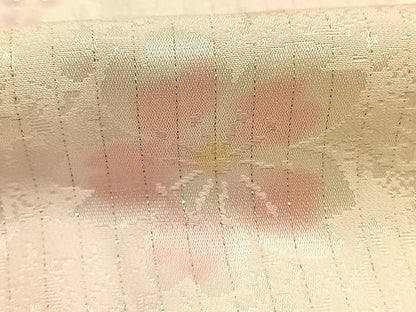 平和屋着物●振袖用長襦袢　袷　作家物　舞桜文　暈し染め　金糸　京都きもの友禅扱い　半衿刺繍　正絹　逸品　AABI1714fy