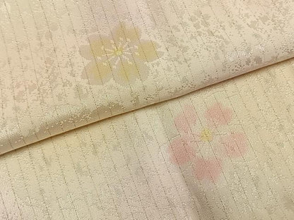 平和屋着物●振袖用長襦袢　袷　作家物　舞桜文　暈し染め　金糸　京都きもの友禅扱い　半衿刺繍　正絹　逸品　AABI1714fy