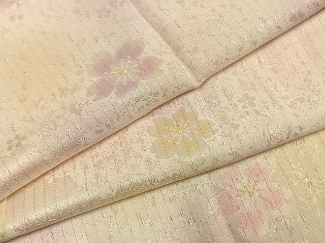 平和屋着物●振袖用長襦袢　袷　作家物　舞桜文　暈し染め　金糸　京都きもの友禅扱い　半衿刺繍　正絹　逸品　AABI1714fy