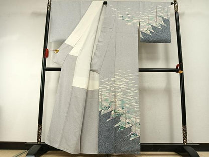 平和屋着物●染織工芸作家　京手描友禅　田村信之　訪問着　網干　正絹　逸品　AABI1718fy