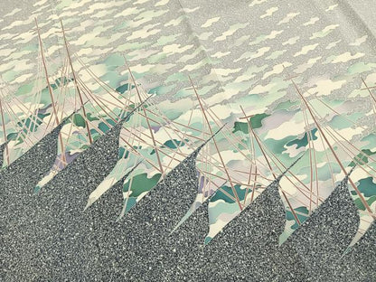 平和屋着物●染織工芸作家　京手描友禅　田村信之　訪問着　網干　正絹　逸品　AABI1718fy
