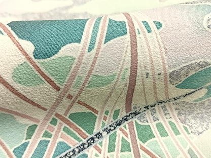 平和屋着物●染織工芸作家　京手描友禅　田村信之　訪問着　網干　正絹　逸品　AABI1718fy
