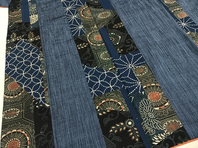 平和屋着物●上質な紬　刺繍　刺子　切継　間道　正絹　逸品　AABI1722fy