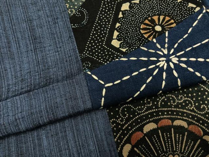 平和屋着物●上質な紬　刺繍　刺子　切継　間道　正絹　逸品　AABI1722fy