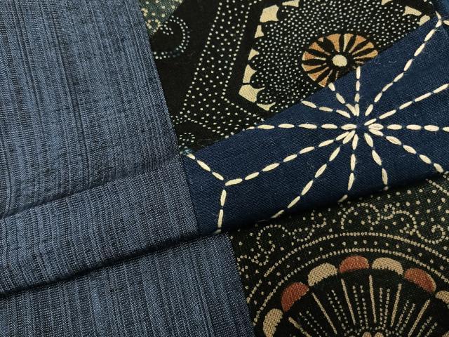 平和屋着物●上質な紬　刺繍　刺子　切継　間道　正絹　逸品　AABI1722fy