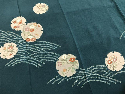 平和屋着物●訪問着　雪輪花文　正絹　逸品　未使用　AABI1723fy