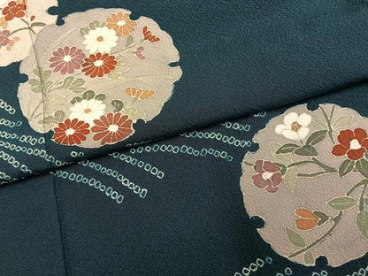 平和屋着物●訪問着　雪輪花文　正絹　逸品　未使用　AABI1723fy