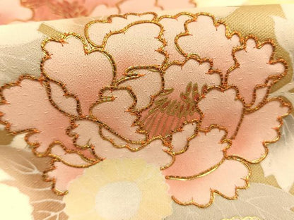 平和屋着物●訪問着　駒刺繍　草花文　暈し染め　金彩　正絹　逸品　AABI1725fy