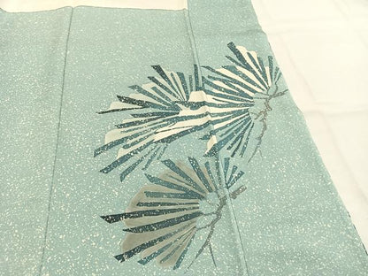 平和屋着物●訪問着　友禅　雪持ち松　正絹　逸品　AABI1728fy