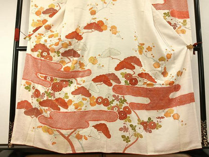 平和屋着物●豪華振袖　駒刺繍　枝梅松文　金銀彩　三越扱い　正絹　逸品　AABI1736fy