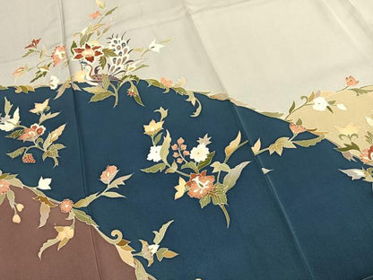 平和屋着物●訪問着　友禅　作家物　龍児　刺繍　花鳥文　金糸　正絹　逸品　未使用　AABI1739fy