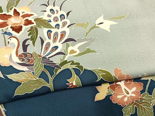 平和屋着物●訪問着　友禅　作家物　龍児　刺繍　花鳥文　金糸　正絹　逸品　未使用　AABI1739fy