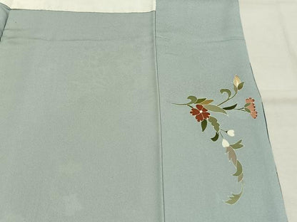 平和屋着物●訪問着　友禅　作家物　龍児　刺繍　花鳥文　金糸　正絹　逸品　未使用　AABI1739fy