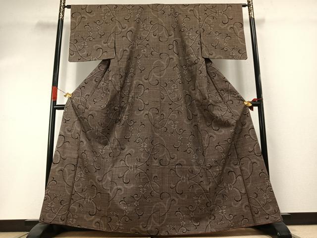 平和屋着物●本場大島紬　一元7マルキ　花唐草文　正絹　逸品　未使用　AABI1740fy
