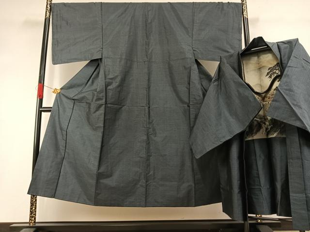 平和屋着物●男性　本場大島紬　アンサンブル　亀甲絣　正絹　逸品　AABI1741fy