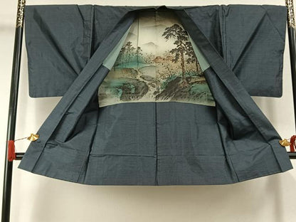 平和屋着物●男性　本場大島紬　アンサンブル　亀甲絣　正絹　逸品　AABI1741fy