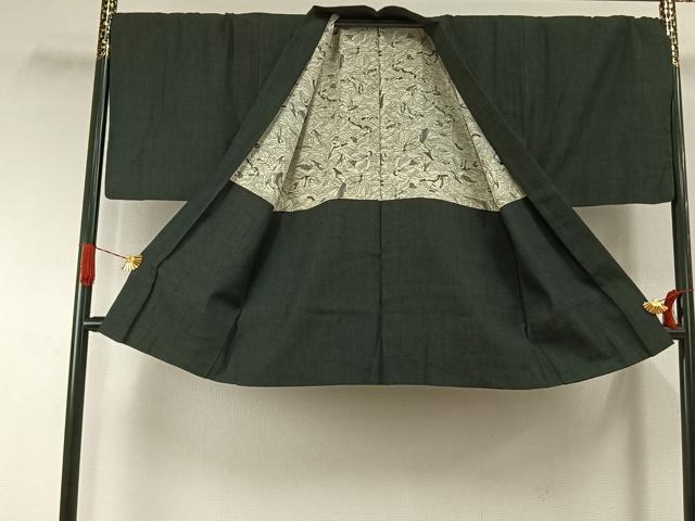 平和屋着物●男性　紬　アンサンブル　杢無地　正絹　逸品　AABI1743fy