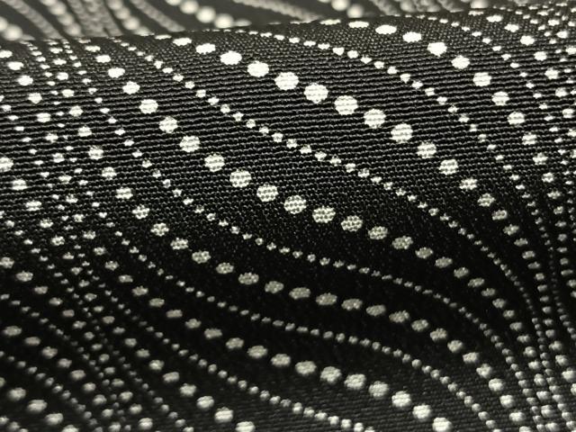 平和屋着物●上質な小紋　幾何学文様　黒地　反端付き　正絹　逸品　未使用　AABI1744fy