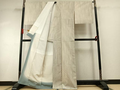 平和屋着物●上質な紬　縞　正絹　逸品　AABI1745fy