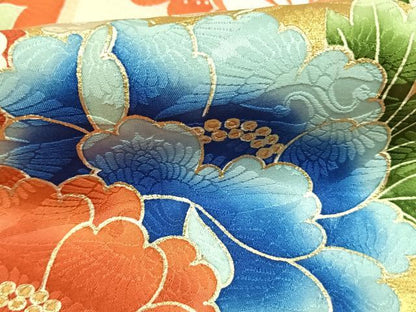 平和屋着物●豪華振袖　扇面花文　暈し染め　金彩　正絹　逸品　AABI1746fy