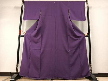 平和屋着物●上質な色無地　茄子紺色　正絹　逸品　未使用　AABI1748fy
