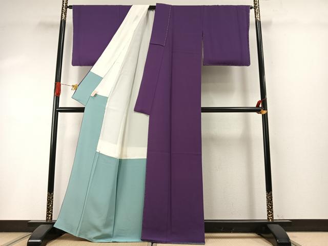 平和屋着物●上質な色無地　茄子紺色　正絹　逸品　未使用　AABI1748fy