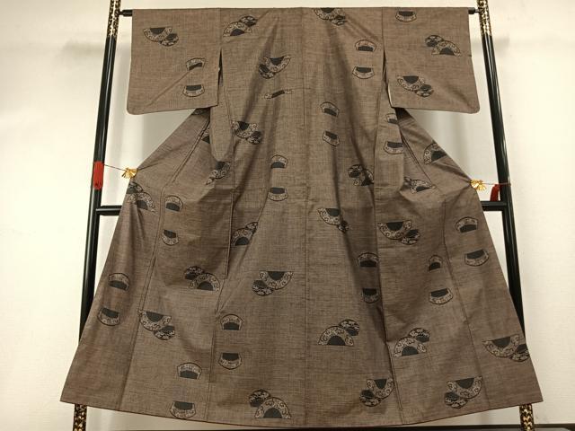 平和屋着物●本場大島紬　カタス9マルキ　櫛　正絹　逸品　AABI1749fy