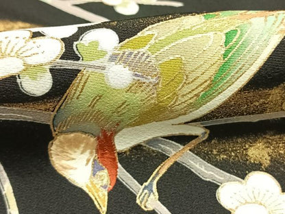 平和屋着物●高橋豊彦　黒留袖　友禅　刺繍　花鳥文　金彩　正絹　逸品　未使用　AABI1752fy