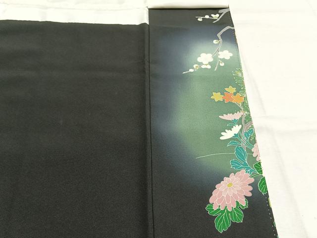 平和屋着物●高橋豊彦　黒留袖　友禅　刺繍　花鳥文　金彩　正絹　逸品　未使用　AABI1752fy