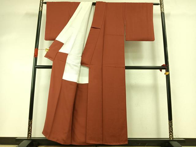 平和屋着物●上質な色無地　赤錆色　正絹　逸品　未使用　AABI1757fy