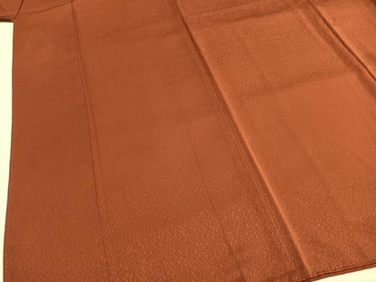 平和屋着物●上質な色無地　赤錆色　正絹　逸品　未使用　AABI1757fy