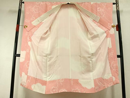 平和屋着物●振袖用長襦袢　袷　絞り　雲取り花文　正絹　逸品　AABI1759fy