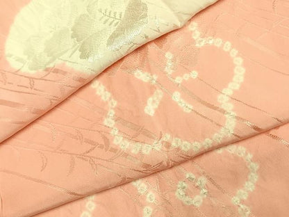 平和屋着物●振袖用長襦袢　袷　絞り　雲取り花文　正絹　逸品　AABI1759fy