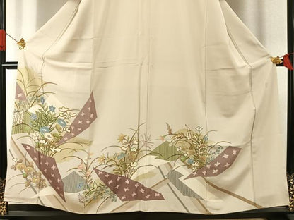 平和屋着物●訪問着　友禅　作家物　花鳥文　正絹　逸品　AABI1762fy