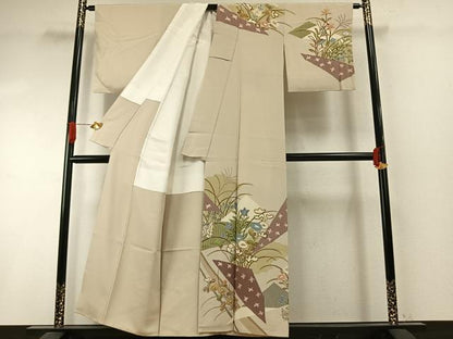 平和屋着物●訪問着　友禅　作家物　花鳥文　正絹　逸品　AABI1762fy