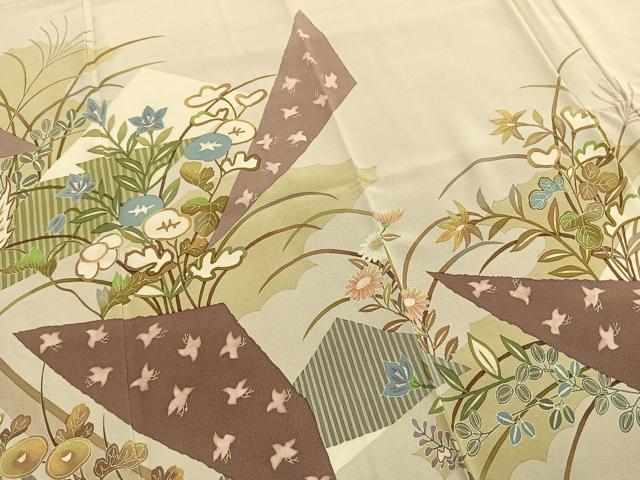 平和屋着物●訪問着　友禅　作家物　花鳥文　正絹　逸品　AABI1762fy