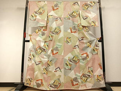 平和屋着物●上質な小紋　色紙重ね文　金彩　正絹　逸品　AABI1766fy