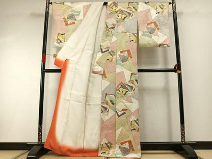 平和屋着物●上質な小紋　色紙重ね文　金彩　正絹　逸品　AABI1766fy