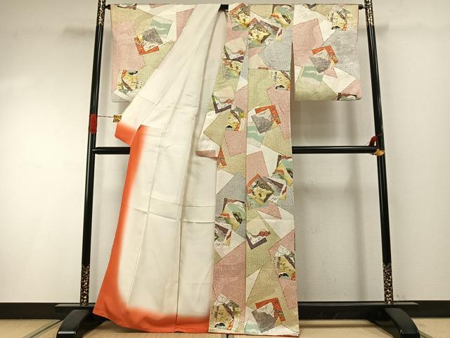 平和屋着物●上質な小紋　色紙重ね文　金彩　正絹　逸品　AABI1766fy