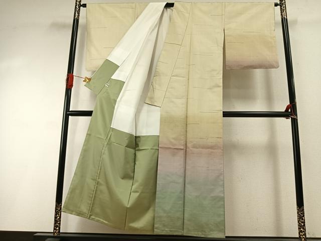 平和屋着物●京の名門　じゅらく謹製　訪問着　紬地　漢方草木染　霞文　正絹　逸品　AABI1767fy