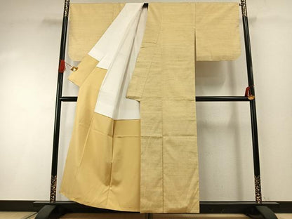 平和屋着物●紅花紬　米沢　横縞　正絹　逸品　AABI1768fy